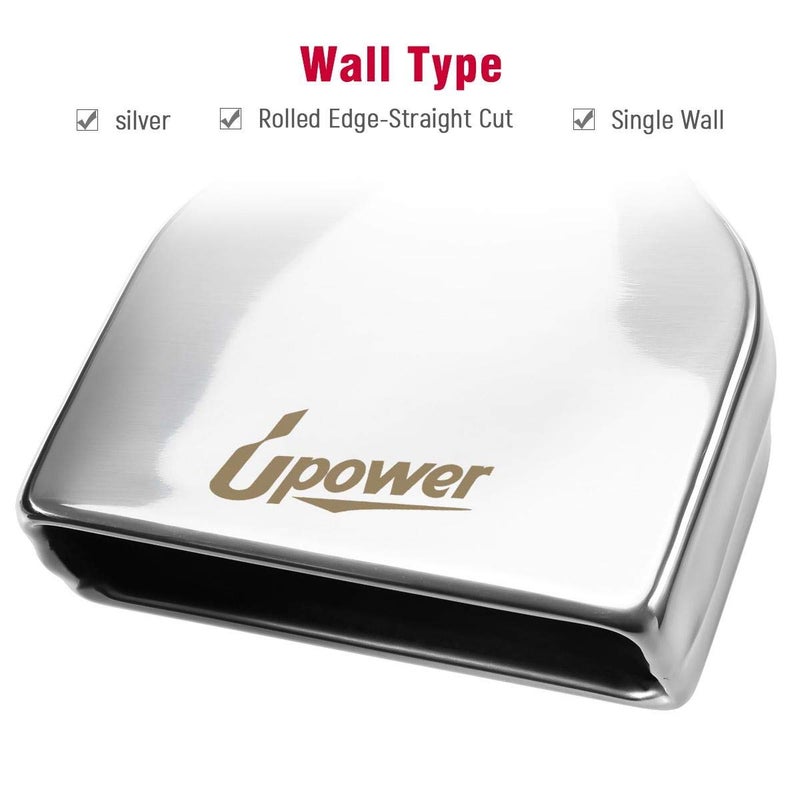 Upower Pack of 2 Exhaust Tip 2.25" Inlet 2" x 6" Outlet 10" Long Rolled Rectangle 304 Stainless Steel Exhaust Tailpipe Tips fits Chevy Camaro Style - Image 5